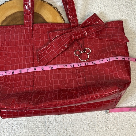 Disney Parks Red Croc Embossed Tote Mickey Gingham Lining, Disneyland Resort - Picture 6 of 7
